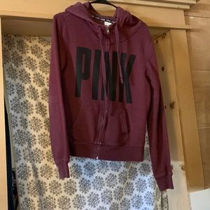 VS PINK zip up logo hoodie